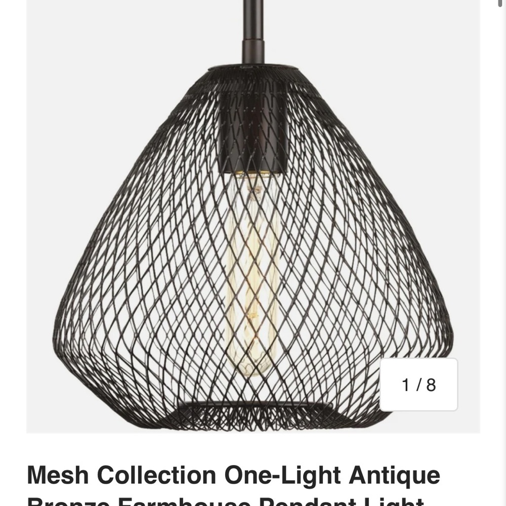 Pair of Mesh Farmhouse/Modern Bronze Pendant Light Fixtures